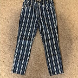 7 For All Mankind Navy and White Striped Jeans